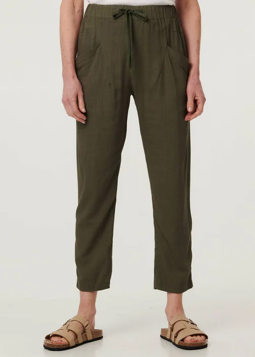 Izabel London Sage Drawstring Tie Front Relaxed Trousers - 14 Image 1