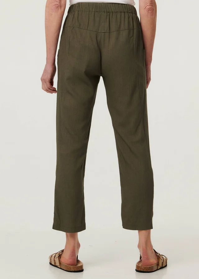 Izabel London Sage Drawstring Tie Front Relaxed Trousers