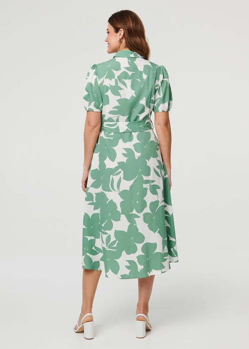 Izabel London Sage Abstract Floral Tie Waist Midi Dress - 16 Image 2