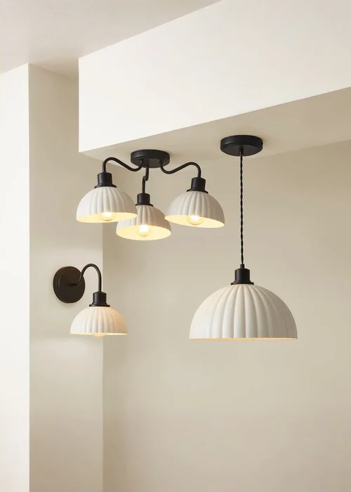 ValueLights Bourton Matte Black Ribbed Dome Wall Light - One Size Image 4