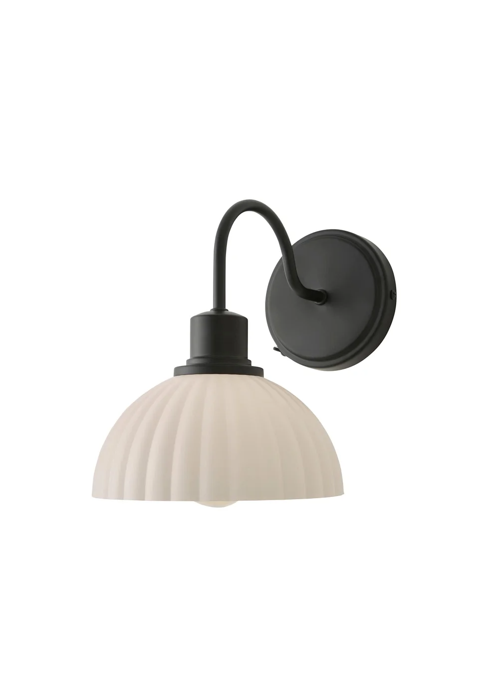 ValueLights Bourton Matte Black Ribbed Dome Wall Light - One Size Image 5