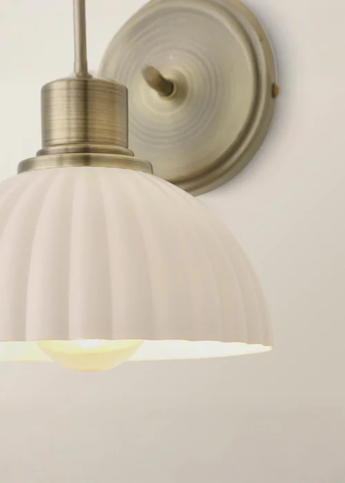 ValueLights Bourton Antique Gold Ribbed Dome Wall Light - One Size Image 3