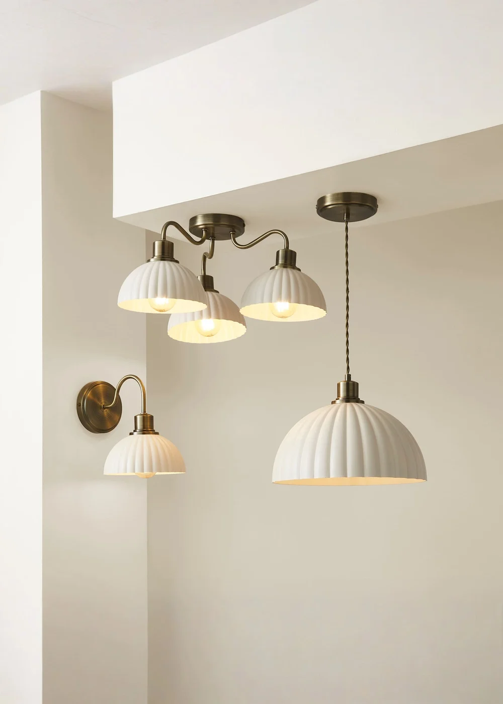 ValueLights Bourton Antique Gold Ribbed Dome Wall Light - One Size Image 4