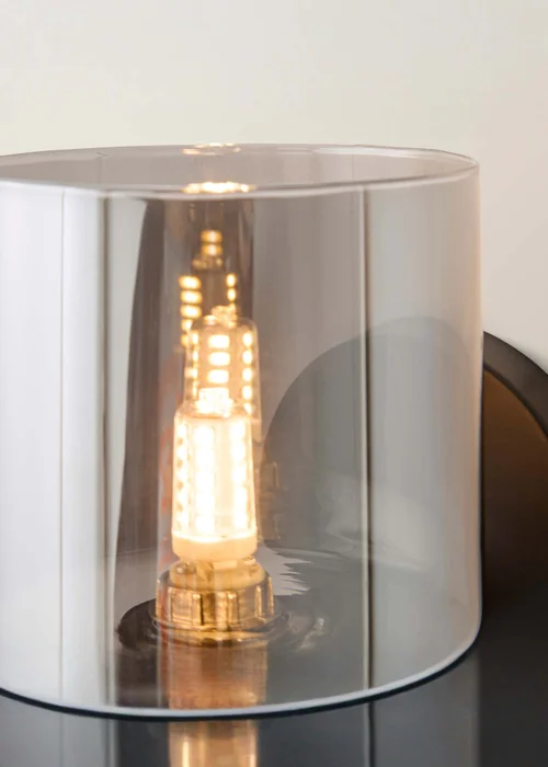 ValueLights Demi Matte Black Smoke Glass Cup Wall Light - One Size Image 4