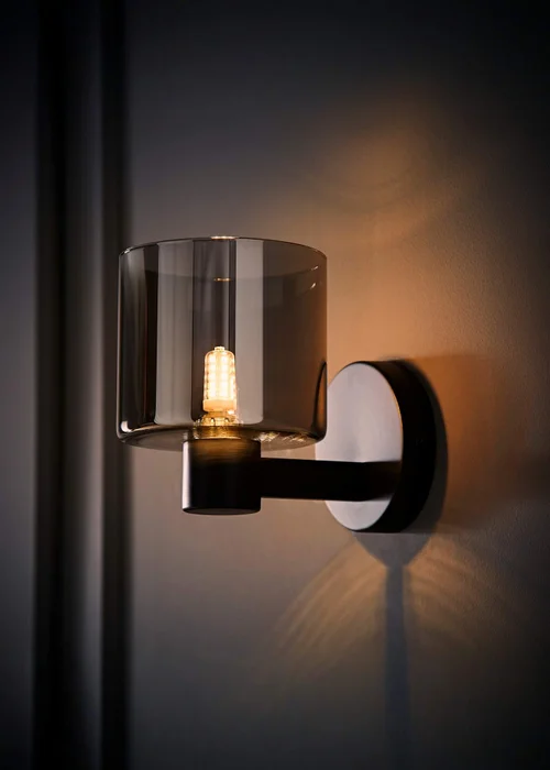 ValueLights Demi Matte Black Smoke Glass Cup Wall Light - One Size Image 2