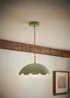 ValueLights Millie Sage Green Flower Scallop Ceiling Pendant - One Size Image 1