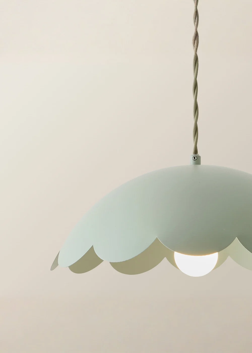 ValueLights Millie Sage Green Flower Scallop Ceiling Pendant - One Size Image 3