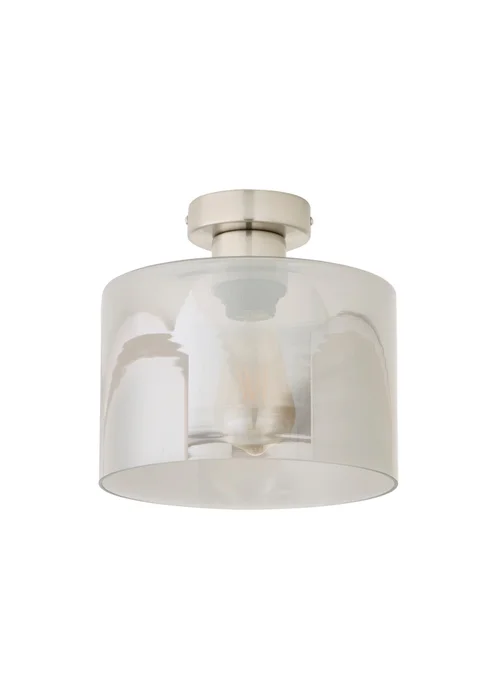 ValueLights Demi Brushed Chrome Smoke Glass Flush Ceiling Light - One Size Image 5