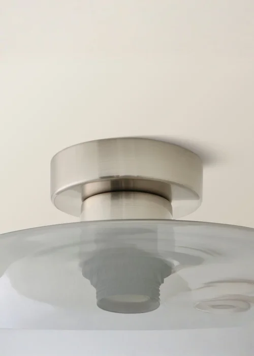 ValueLights Demi Brushed Chrome Smoke Glass Flush Ceiling Light - One Size Image 4