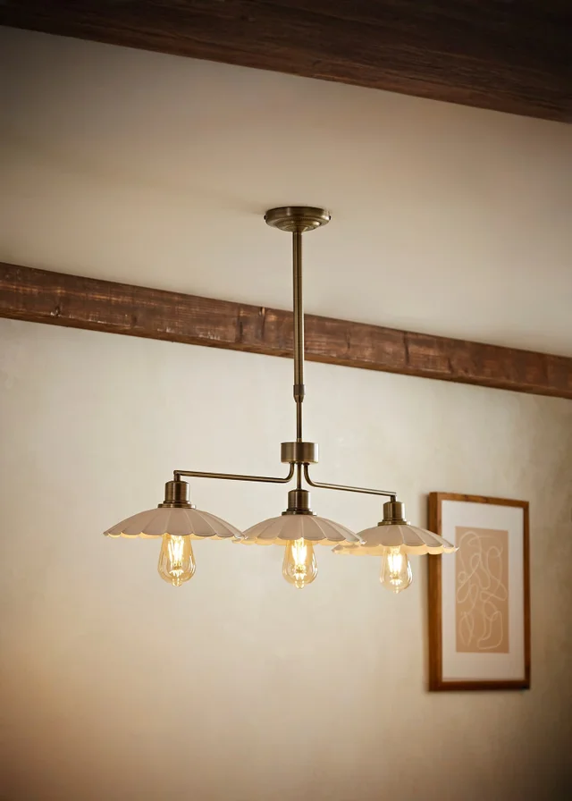 ValueLights Holborn Scallop 3 Drop Diner Ceiling Light