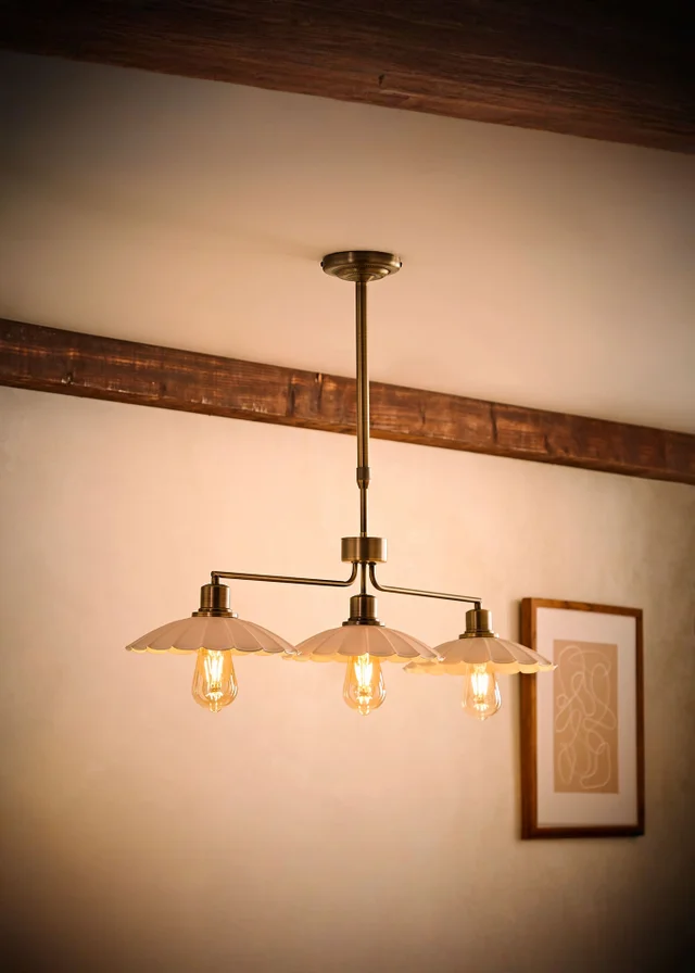 ValueLights Holborn Scallop 3 Drop Diner Ceiling Light