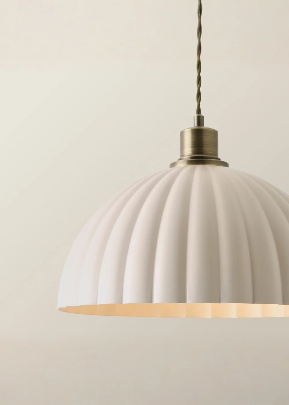 ValueLights Bourton Brushed Gold Ribbed Dome Ceiling Light - One Size Image 3