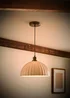 ValueLights Bourton Brushed Gold Ribbed Dome Ceiling Light - One Size Image 2