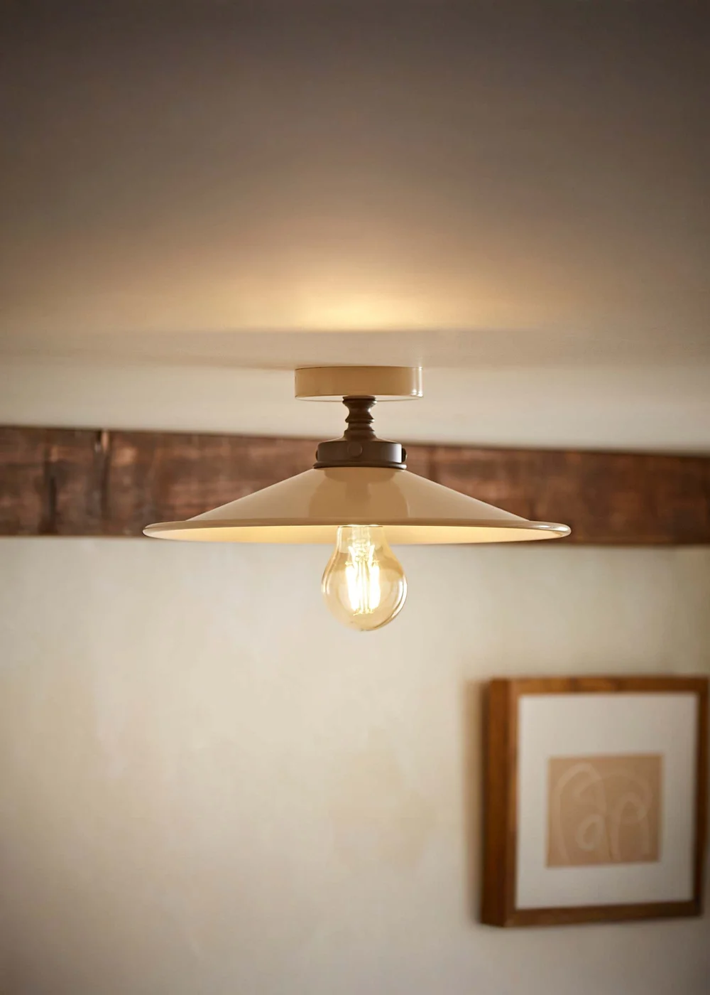ValueLights Hampstead Natural Flush Ceiling Light - One Size Image 1