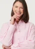 Izabel London Pink Striped Long Sleeve Button Front Shirt - 10 Image 3