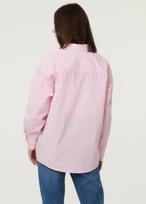 Izabel London Pink Striped Long Sleeve Button Front Shirt - 10 Image 2