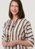 Izabel London Pink Striped 3/4 Sleeve Relaxed Necklace Top - 8-10 Image 3
