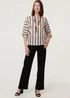 Izabel London Pink Striped 3/4 Sleeve Relaxed Necklace Top - 8-10 Image 4