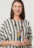 Izabel London White Striped 3/4 Sleeve Relaxed Necklace Top - 10-12 Image 3