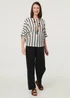 Izabel London White Striped 3/4 Sleeve Relaxed Necklace Top - 10-12 Image 4