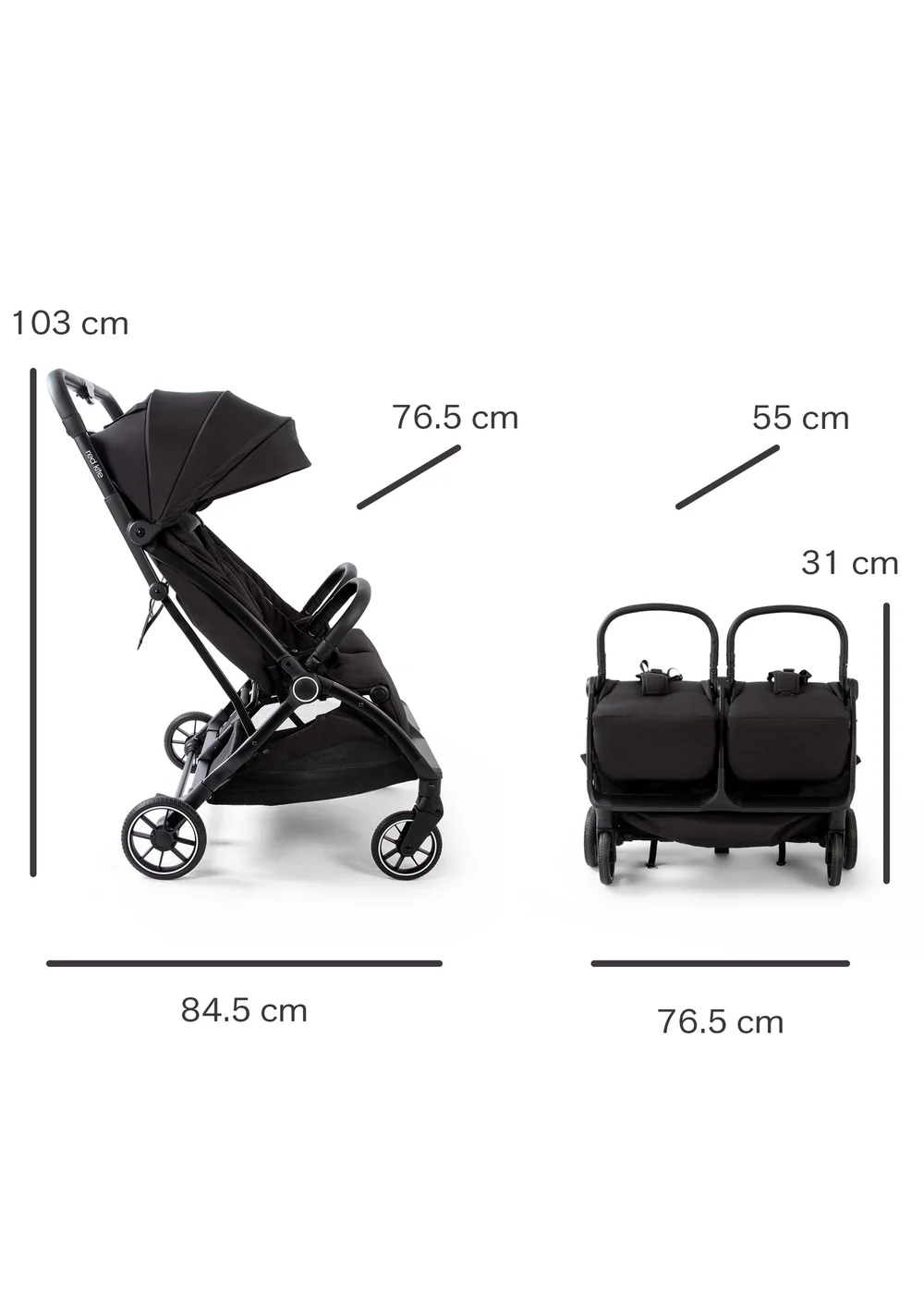 Red Kite Push Me Duet Twin Stroller - Black - One Size Image 5