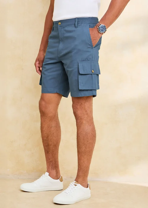 Cotton Traders Dusky Blue Cargo Comfort Shorts - 32 Image 2