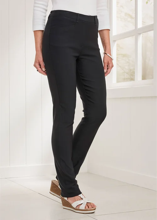 Cotton Traders Charcoal Grey Super Stretchy Pull On Slim Leg Trousers - 22/L33 Image 3