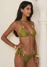 Moda Minx Iconic Isle Olive Atka Tie Side Full Brief Bikini Bottom - L Image 3