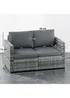 Outsunny Mixed Grey 2 Seater Rattan Garden Sofa with Deep Seat - One Size Image 3