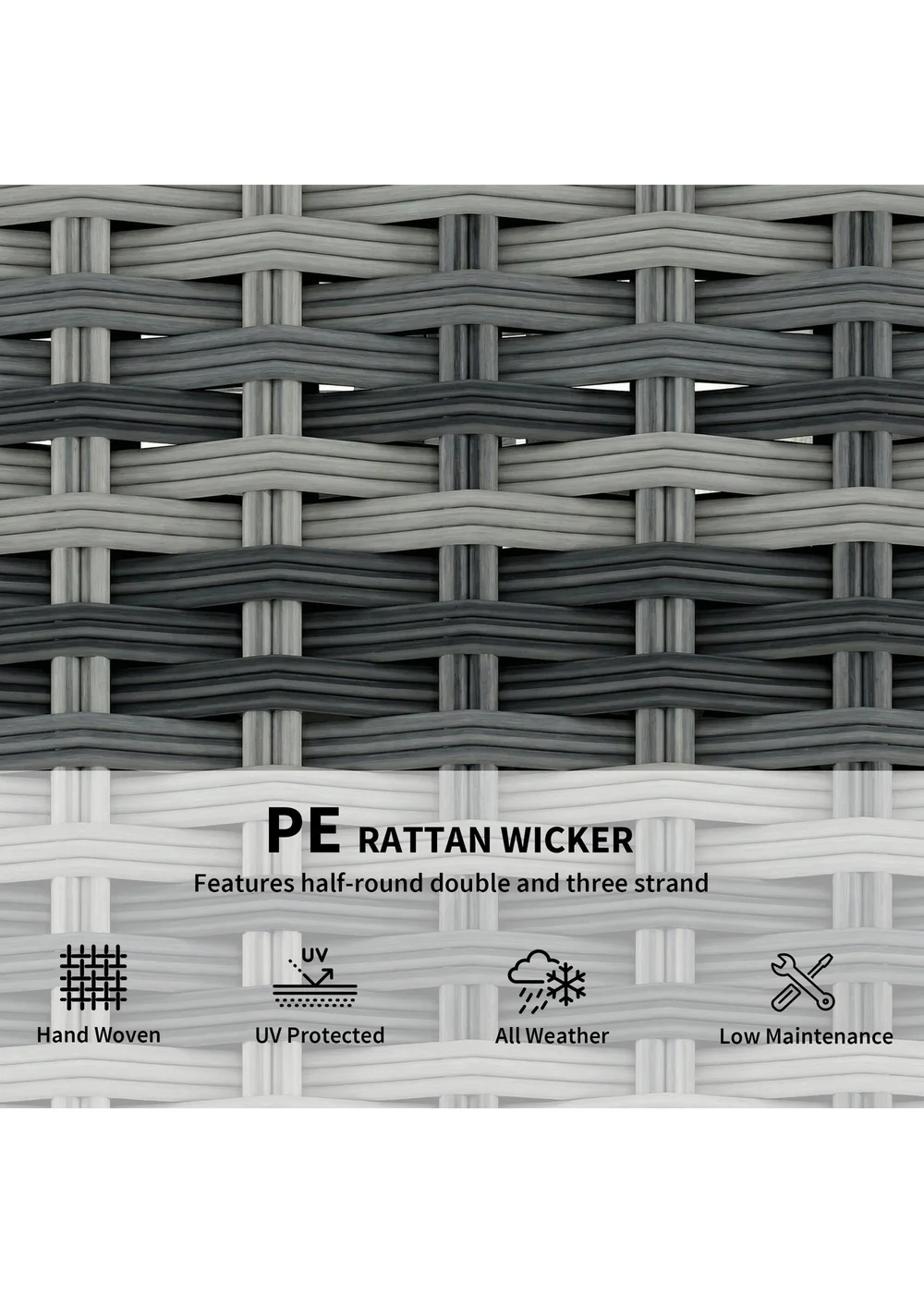 Outsunny Mixed Grey 2 Seater Rattan Garden Sofa with Deep Seat - One Size Image 5