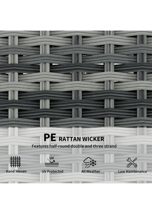 Outsunny Mixed Grey 2 Seater Rattan Garden Sofa with Deep Seat - One Size Image 5