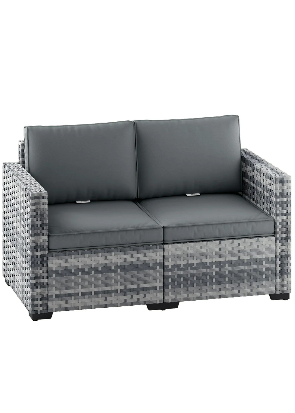 Outsunny Mixed Grey 2 Seater Rattan Garden Sofa with Deep Seat - One Size Image 2
