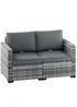 Outsunny Mixed Grey 2 Seater Rattan Garden Sofa with Deep Seat - One Size Image 2