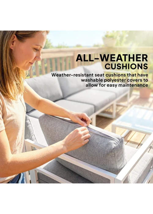 Outsunny Grey 6 Seater Aluminium Garden Furniture Set with Table - One Size Image 5