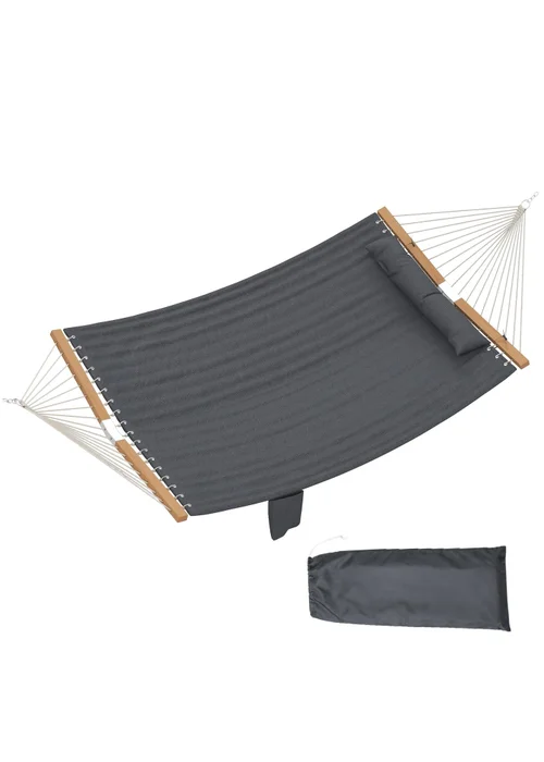 Outsunny Grey Double Hammock 2-Person Padded Swing Bed - One Size Image 2