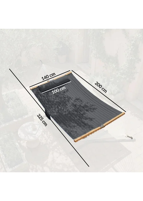 Outsunny Grey Double Hammock 2-Person Padded Swing Bed - One Size Image 3