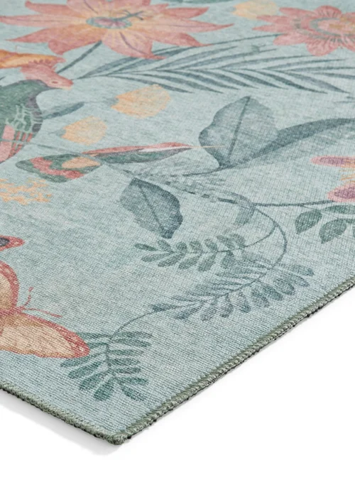 Catherine Lansfield Amaya Tropical Birds Green Washable Rug 61 x 170cm - 61 x 170 Image 4