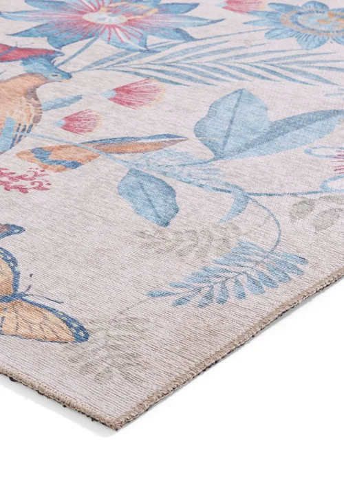 Catherine Lansfield Amaya Tropical Birds Blue Washable Rug 76 x 230cm - 61 x 170 Image 4