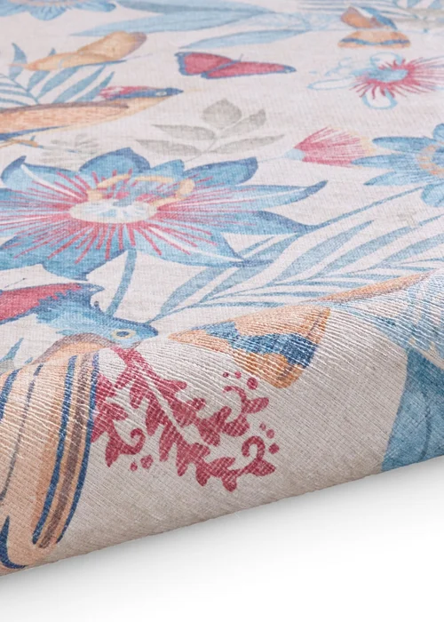 Catherine Lansfield Amaya Tropical Birds Blue Washable Rug 76 x 230cm - 61 x 170 Image 5