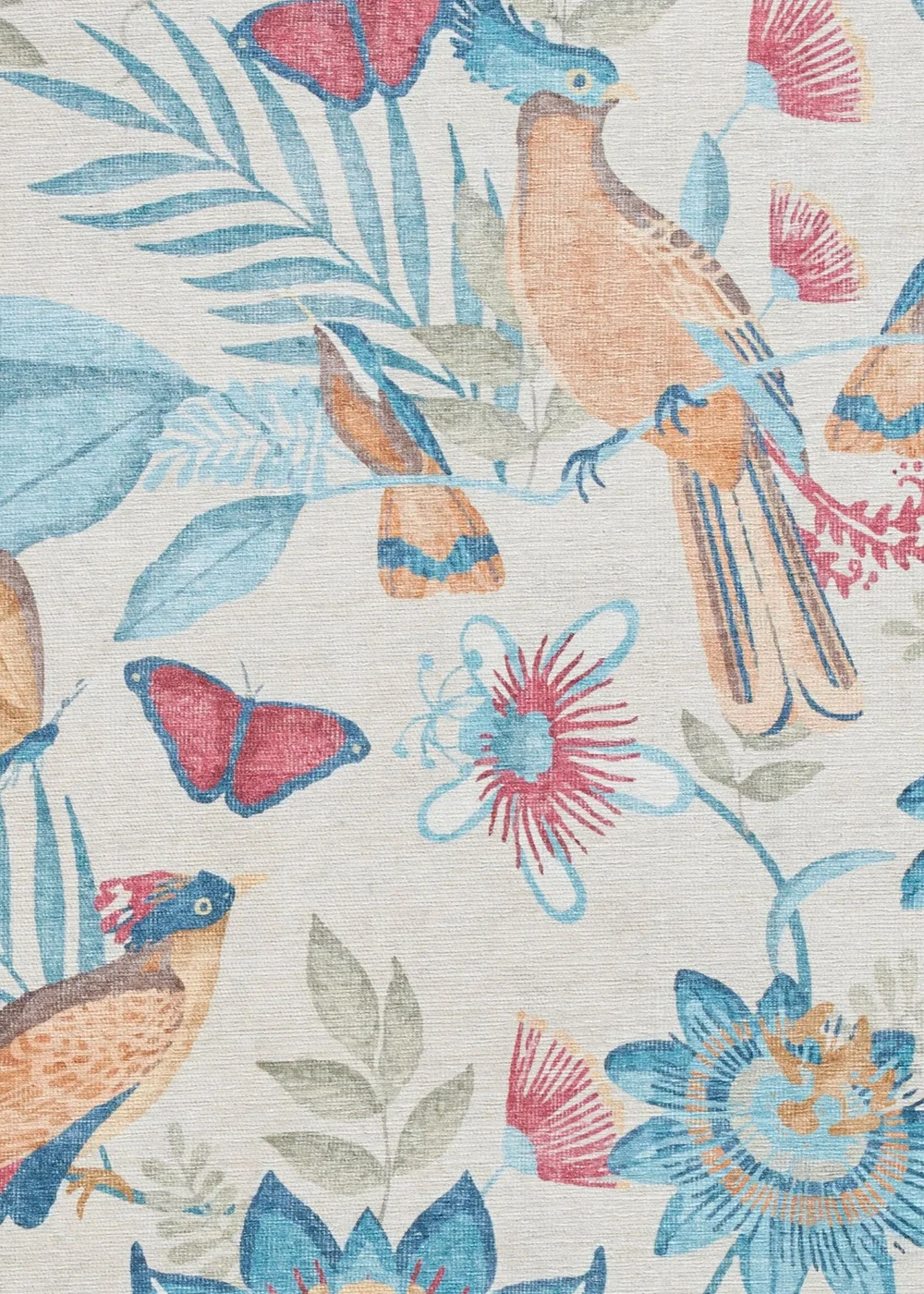Catherine Lansfield Amaya Tropical Birds Blue Washable Rug 76 x 230cm - 61 x 170 Image 3