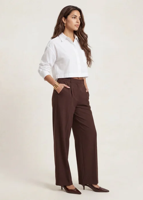 Urban Bliss Chocolate Linen Blend Wide Leg Trouser - 14 Image 2