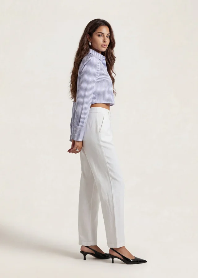 Urban Bliss White Linen Blend Wide Leg Trouser