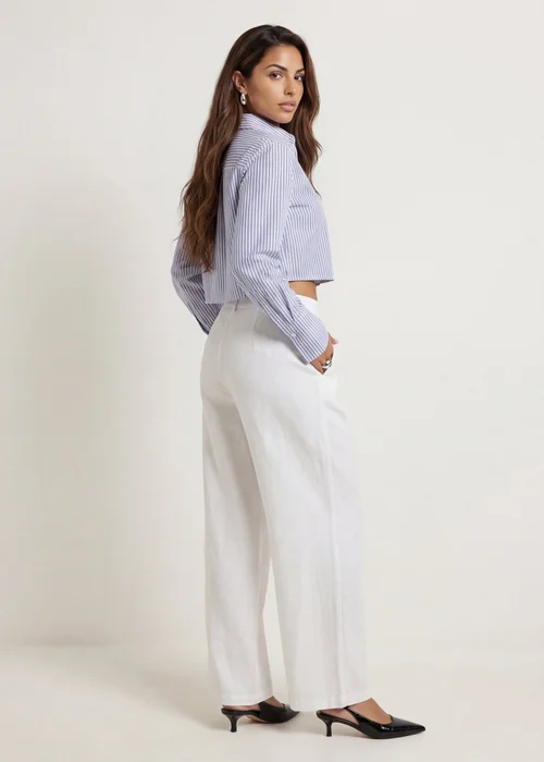 Urban Bliss Linen Blend Wide Leg Trouser White - 8 Image 3