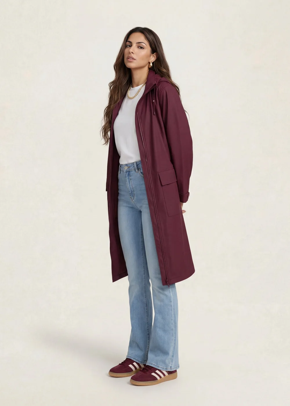 Urban Bliss Rubberised Raincoat Burgundy - 12 Image 2