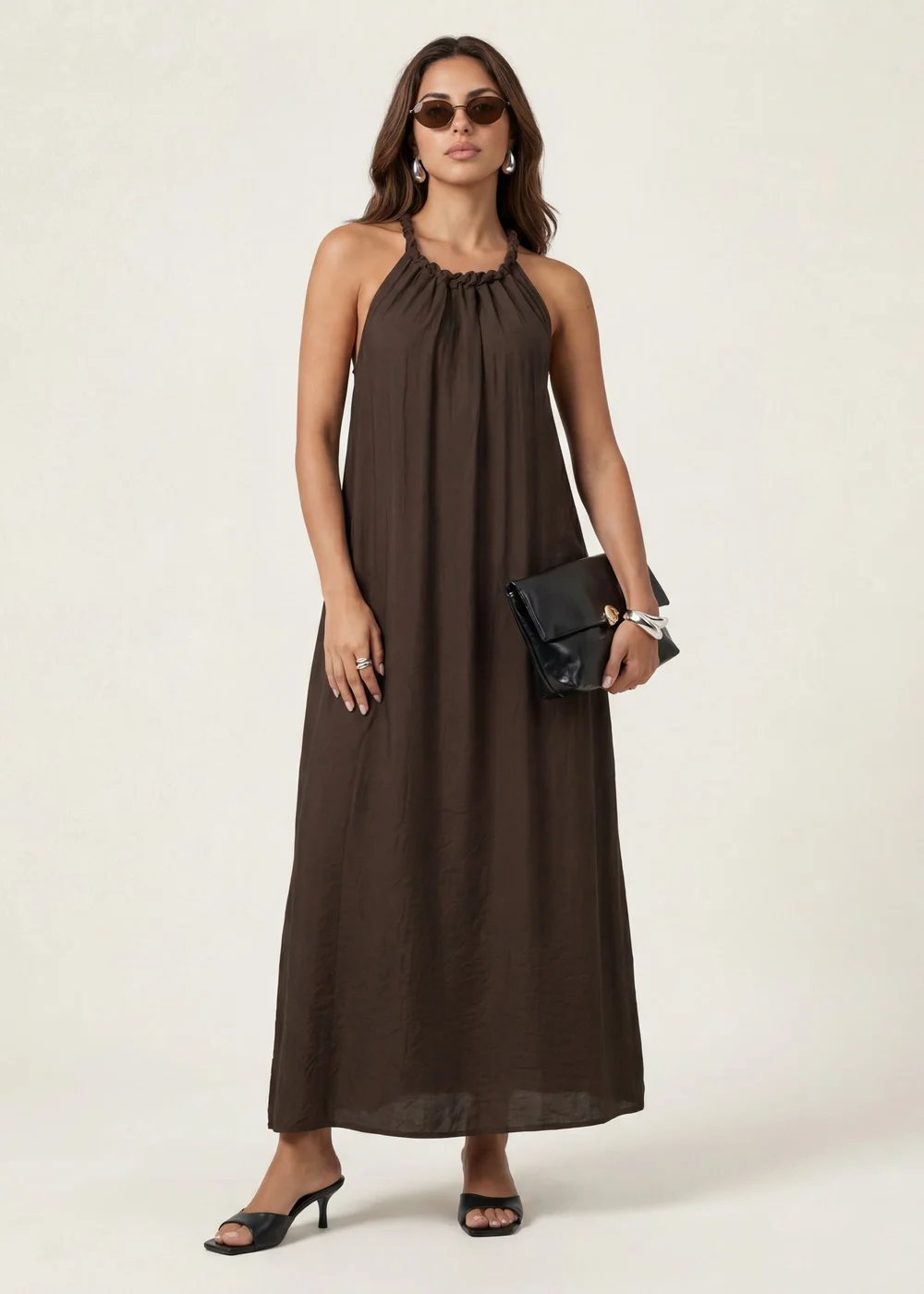 Urban Bliss Braided Neck Trim Maxi Dress Tan - 8 Image 1