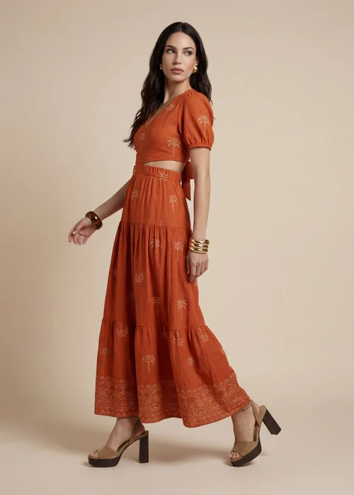 Urban Bliss Rust Open Back Tiered Maxi Dress - 12 Image 4