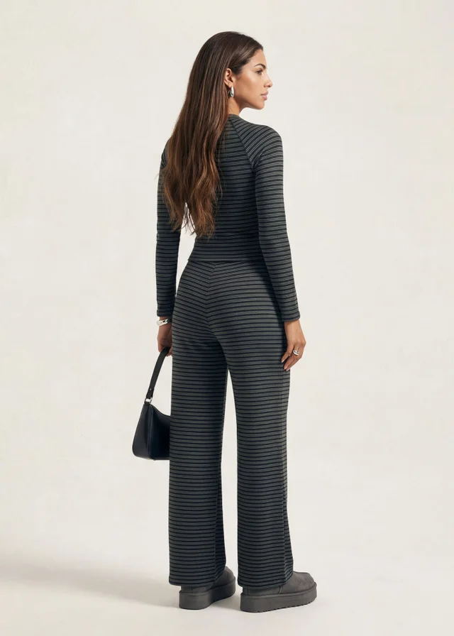 Urban Bliss Grey Striped Jersey Top