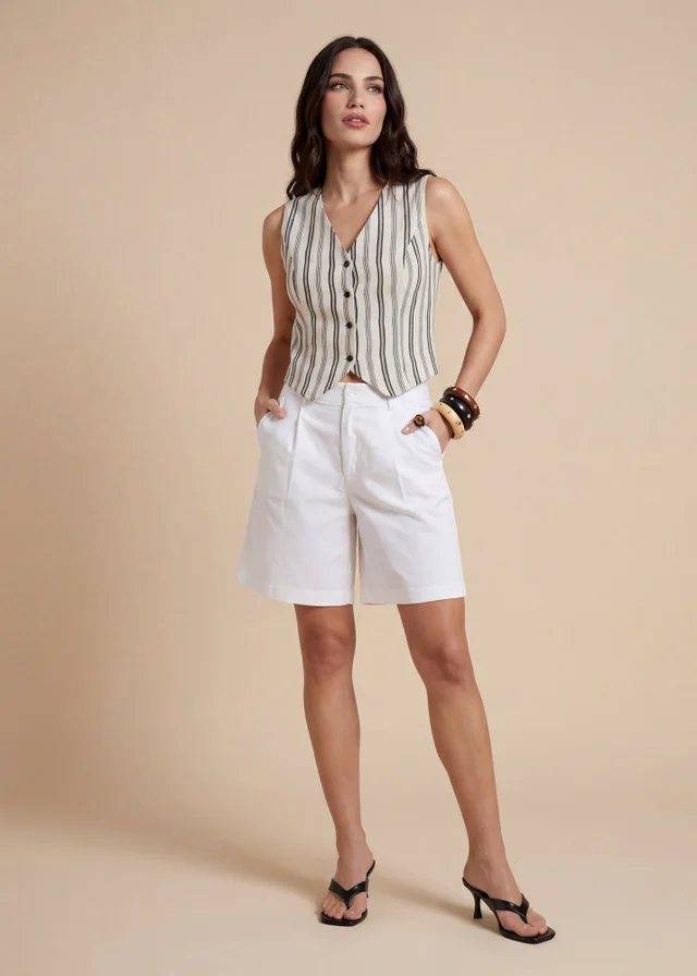 Urban Bliss Cream Stripe Waistcoat