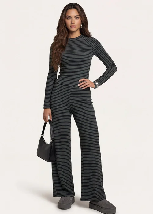 Urban Bliss Jersey Striped Wide Leg Trouser Cream - 10 Image 1