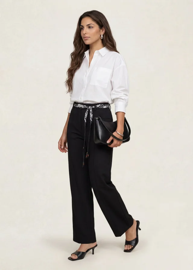 Urban Bliss Black Belted Barrel Leg Trouser